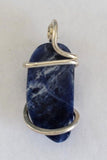 Sodalite Stone Pendant Hand Wrapped  in Silver
