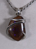 Bolder Opal Stone Pendant Hand Wrapped in Silver
