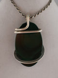 Malachite Faceted Stone Pendant Hand Wrapped in Silver