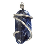 Sodalite Stone Pendant Hand Wrapped  in Silver