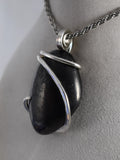 Shungite Stone Pendant Hand Wrapped in Silver