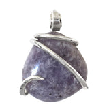 Lepidolite Stone Pendant Hand Wrapped in Silver