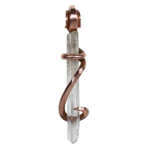 Clear Quartz Crystal Point Stone Pendant Hand Wrapped in Copper Wire