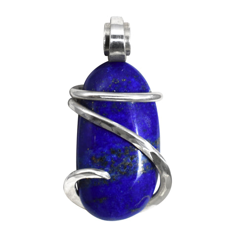 Lapis Lazuli/Pyrite Handmade Stone Pendant Wrapped in Silver