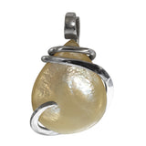 Mother Pearl Pendant Hand Wrapped in Silver
