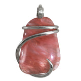 Cherry Quartz Crystal Stone Pendant Hand Wrapped in Silver