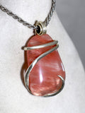 Cherry Quartz Crystal Stone Pendant Hand Wrapped in Silver