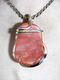 Cherry Quartz Crystal Stone Pendant Hand Wrapped in Silver