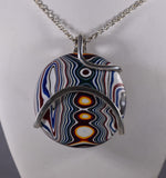 Fordite Stone Handmade Pendant Wrapped in Silver