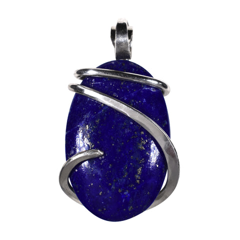 Lapis Lazuli/Pyrite Handmade Stone Pendant Wrapped in Silver