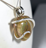 Ethiopia Fire Opal Heart Crystal Stone Heart Pendant Hand Wrapped in Silver