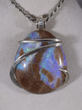 Fire Opal Crystal Stone Pendant Hand Wrapped in Silver