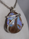 Fire Opal Crystal Stone Pendant Hand Wrapped in Silver