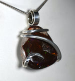 Mexican Fire Opal Crystal Stone Pendant Hand Wrapped in Silver