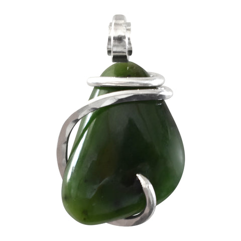 Jade Crystal Stone Pendant Hand Wrapped in Silver