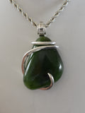 Jade Crystal Stone Pendant Hand Wrapped in Silver